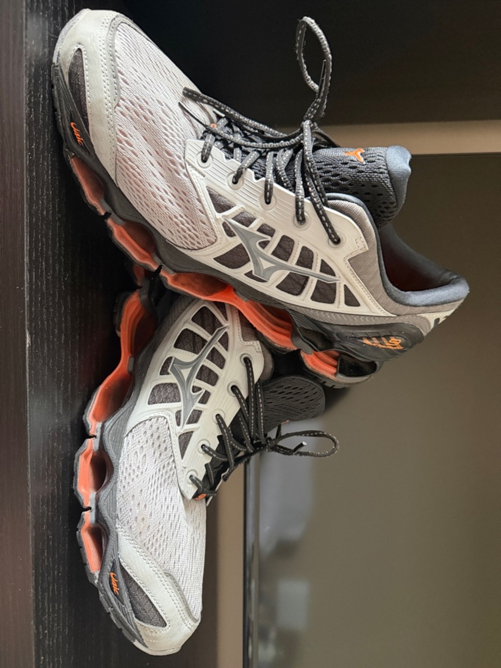 Mizuno Men's Wave-Style Running Sneakers in Gray & Orange